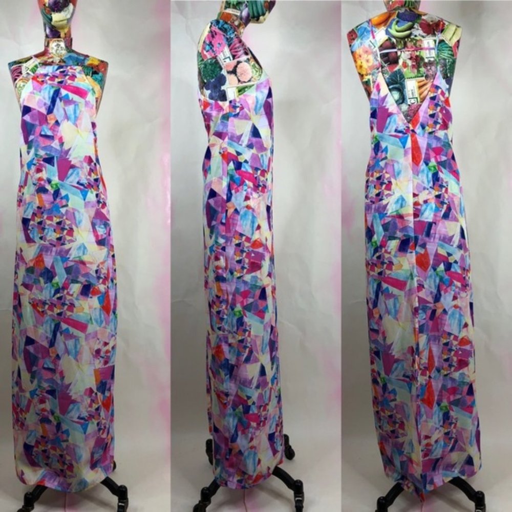 SALE Nasty Gal Crystal Matrix Maxi Dress Open Slit - Picture 2 of 8